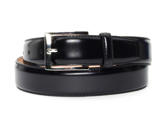 Black Spazzolato Leather Dress Belt - Warfield & Grand Trending